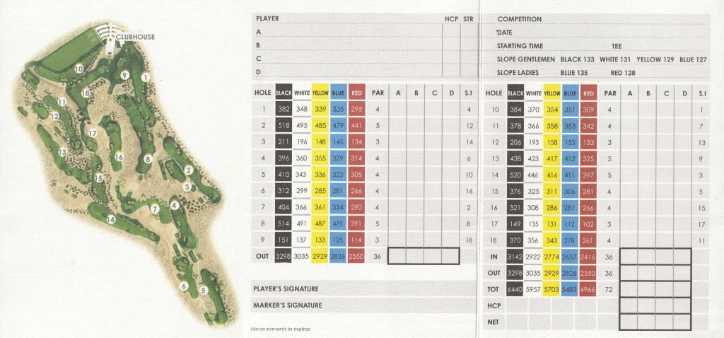 Plan et Carte de score , Golf Assoufid Marrakech